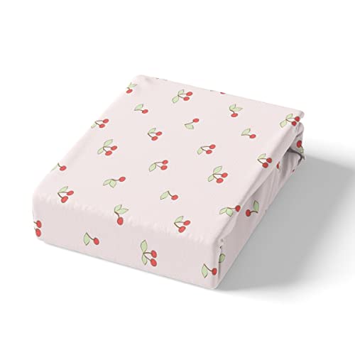 Fruit Kids Pink Comforter Cover Set Cherry Pattern Toddler Bedding Set Boys Girls Cute Kawaii Cherries Duvet Cover Set Girly Cute Quilt Cover 2Pcs Single Size - Image 4