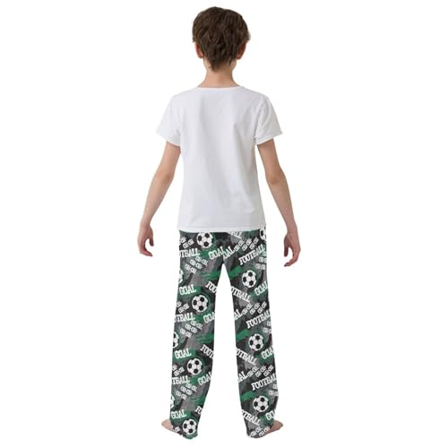 ZZXXB Football Goal Pattern Boys Long Pants Soft Trousers Elastic Waist Kids Lounge Bottoms with Pockets S-XL3
