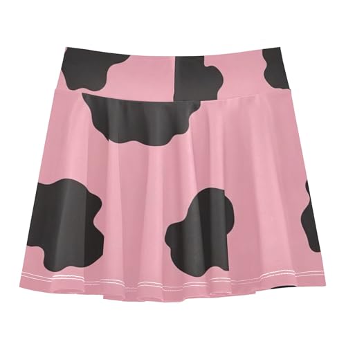 Joisal Cow Spots Pink Tennis Skirts Kids Pleated Girls Skorts Athletic Shorts Flowy Skirt 4t2