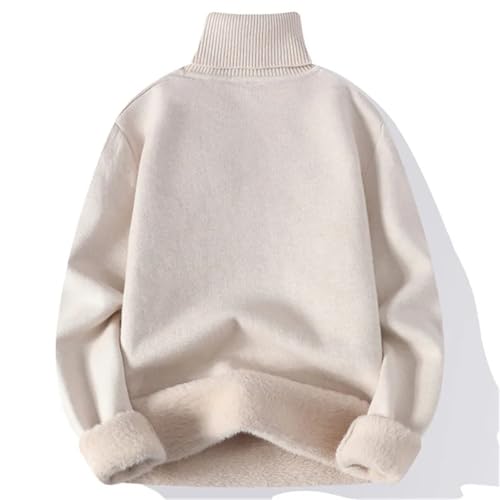 Men's Winter Turtleneck Sweater Solid Color Warm Fleece Slim Knitted Casual Sweaters Pullover2