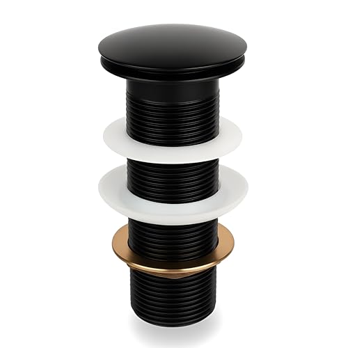 Image of BASSINO Premium 5 Inch Brass Waste Coupling /Washbasin Drainer /Rust-Proof Pop-Up for Basin /Drain Stopper for Tabletop, Wall-Mount & Pedestal Wash Basins(Matt Black)