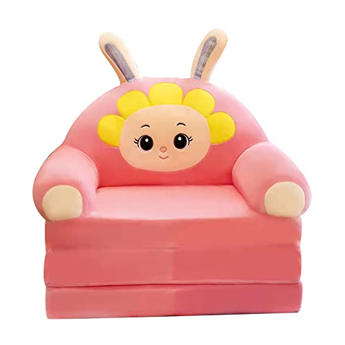 Canapé pliable en peluche 2 en 1 de style Y2 pour enfants - Canapé pliable pour salon et chambre à coucher - Sans petit banc avec coussin, D, taille unique