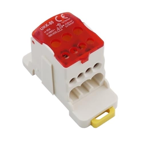 Boîtier répartiteur de courant UKK80A unipolaire rouge pour rail DIN de tableau