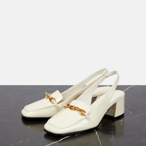 Vertundy Women Slingback Block Heel Pumps Square Toe Strappy Sandals Chunky Low Heels Dress Shoes Metal Buckle Mary Jane3