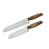 Rachael Ray Cucina Cutlery 2-Piece Japanese Stainless Steel Santoku Knife Set with Acacia Handles -...
