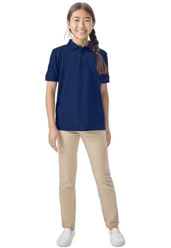 Image of Classroom School Uniforms for Boys and Girls Short Sleeve Pique Polo | Unisex Youth Shirt, Matching Ribbed Collar, Banded Sleeves, Three-button Placket, Comfortable Fit, School Uniform Essential