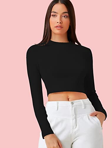 Image of Dream Beauty Fashion Women's Casual Round Neck Long Sleeves Stylish Crop Top - 17 inch Inches (Tee-Tally 02)