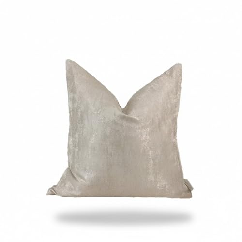 rowen homes Tiana Cream & Gold Abstract Print Cushion Cover - Luxury 50x50cm Decorative Square Throw Pillowcase for Sofa, Couch & Bed - Luxury Interiors