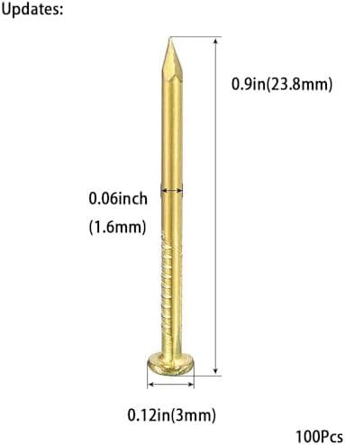 Tiny Wooden Nails for DIY Craft Projects, Antique Drawer Repairing, Mini Boxes Decorative Accessories[Set of 100pcs] (23mm/0.9inch, Gold)