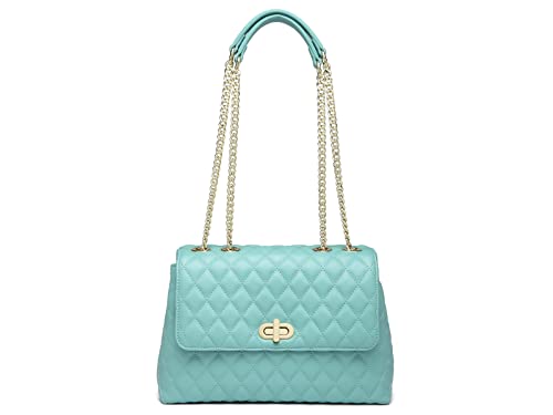 Image of ER.Roulour Quilted Crossbody Bags for Women, Trendy Roomy Shoulder Handbags with Flap Gold Hardware Chain Purses Shoulder Bag