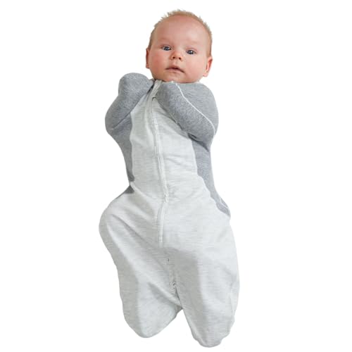 Image of KIDIRA Newborn Swaddle, Swaddles for Newborn 0-1 Months 3.8-6lb, Arms Up Swaddle 0-1 Months with Moisture-Wicking Fabric, Promotes Healthy Hip Development, 2-Way Zipper, 1Pack, Gray