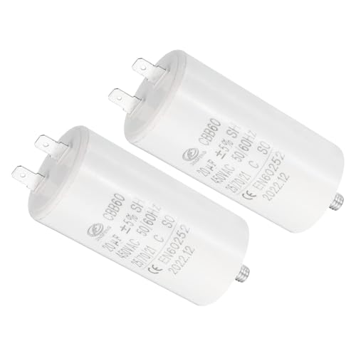 MACHSWON CBB60 20uF Run Capacitor,1Pcs AC 450V 2 Pins 50/60Hz Cylinder Bottom with M8 Screw 81x42mm Motor Start Capacitor for Washing Machine,Water Pump