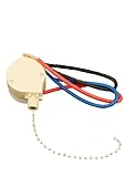 Leviton 1689-50 Pull Chain Switch, 3 Speed, 4 Position, 3A-250V AC, 6A-125V AC, 3A-125V AC-L, Number 6 Chain, 3 3/4 Inches Long, Bell Nut & Cord