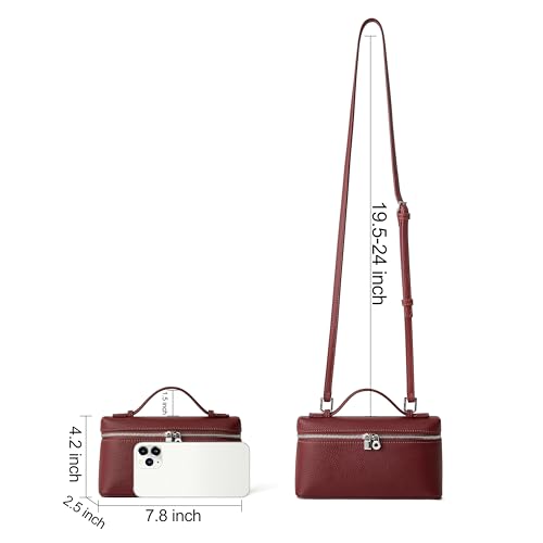 Image of DORIS&JACKY Small Leather Crossbody Bag for Women Designer Mini Top Handle Clutch Phone Bag with Adjustable Shoulder Strap