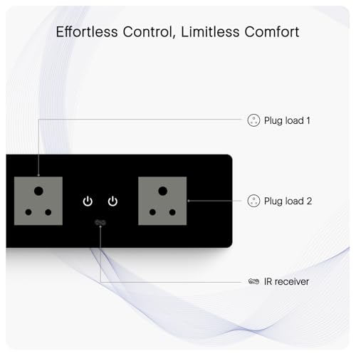 Image of IOTICS Smart Wifi Switch Board: 2 Smart Plug Module. Touch Control, Remote, App Control. Voice Control with Alexa & Assistant. Smart Touch Switch Board For Home Automation (Black)