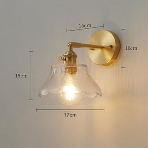 Lámpara de pared interior ajustable con soporte de latón y linterna de cristal 5