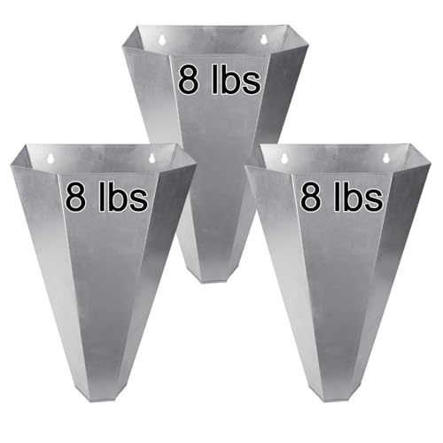 Holdly 8lbs Galvanized Steel Poultry Restraining Cone for Chicken,for Large Layers, Broilers, Roasters, Turkeys Up to 8 Pounds Flat-Back Poultry Killing Cone Easy to Clean (Chicken Cone, 3 Pack)