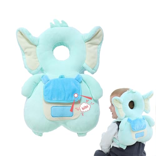 Baby Head Protector Backpack with Knee Pads | Adjustable Safety Pillow for Crawling & Walking Toddlers 6-36 Months, Breathable Infant Travel Essentials (Elephant-B)