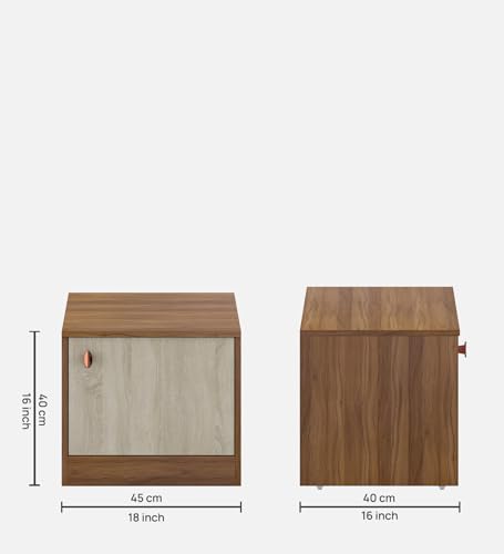 Image of Stanley Bedside Table | Engineered Wood | Exotic Teak Finish | Elegant and Sturdy | Bedroom Side Table | Knock-Down Delivery | 36-Month Warranty