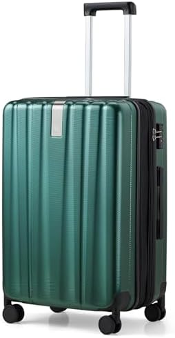 Hanke 24 Inch Expandable Checked Luggage Lightweight PC Hard Shell Luggage Suitcases with Wheels Tsa Luggage Rolling Large Suitcase Travel Luggage Bag for Go to University.(Blackish Green)