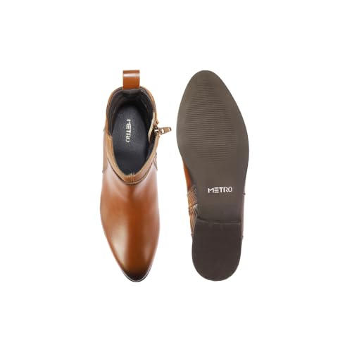Image of Metro Women Faux Leather Ribbed Slip-On Casual Boots