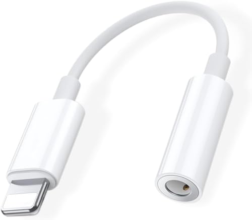 Genérico SSGPRIME Adaptador Lightning a Jack 3,5 mm Adaptador Auriculares Phone Auriculares Compatible con i Phone 14/13/12/11/X/8/7/Pad/i-OS, Blanco Plateado