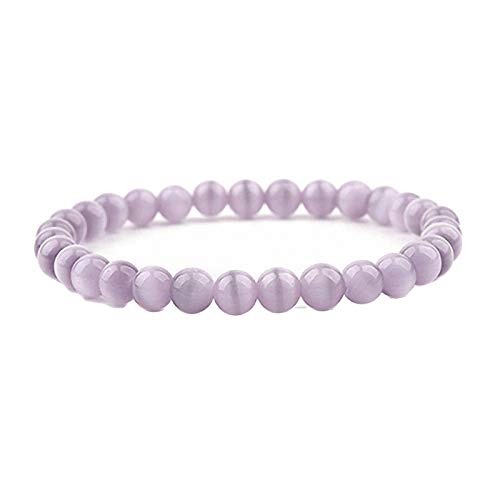 Mulmoy Faceted Crystal Strand Bracelet for Women Cute Pink Purple Gray Black Crystal Bead Bracelet Lady Jewelry Bc276 Purple Cat Eye Stone