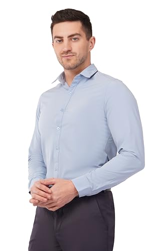 Image of SaintX Men's Premium Solid Formal Shirt | Slim Fit | Plain Full Sleeve | Feather Touch Soft Finish | Wrinkle Resistant | No Ironing Required | 360 Highly Stretchable Fabric