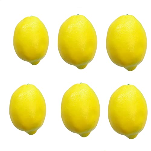 Beetoo Artificial Lemons, 6PCS Yellow Lifelike Lemon, Fake Fruit Lemons, Simulation Lemon for Kitchen Home Party Decoration