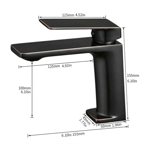 Grue de robinet or brossé monotrou pour pont de lavabo chromé noir - 8