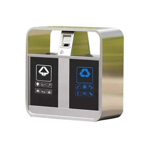 WQQYU6HKF Cubo de Basura para Exteriores Grande Cubo de Basura Acero Inoxidable for Exteriores, for áreas públicas, con Doble Compartimento, Metal Clasificación Patio Papelera