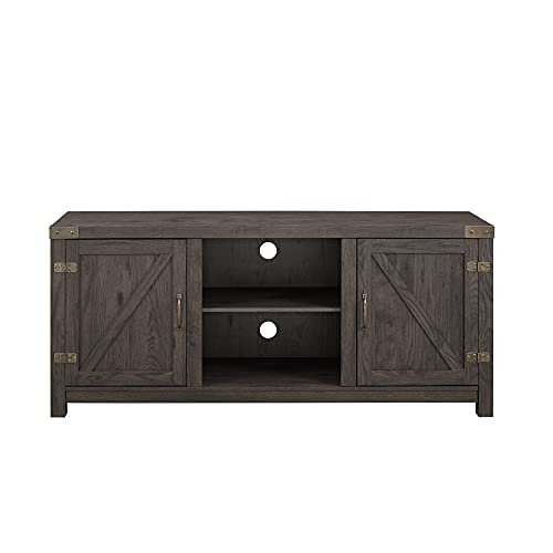 Walker Edison Larae Modern Farmhouse Barn Door Stand For Tvs Up To 65 Inches, Without Fireplace, Sable Grey #TOP1
