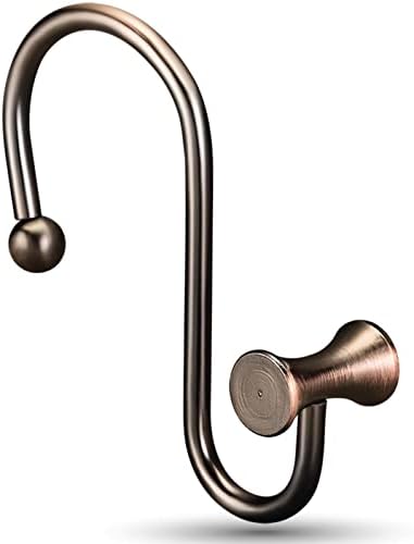 CandyGrid Bronze Shower Curtain Hooks Rings, T-Bar Vintage Metal Decorative Shower Curtain Hooks Rust Proof, Shower Curtain Rings Bronze for Bathroom Shower Rod, Set of 12, Oil-Rubbed Bronze