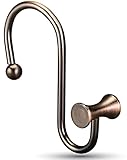 CandyGrid Bronze Shower Curtain Hooks Rings, T-Bar Vintage Metal Decorative Shower Curtain Hooks Rus