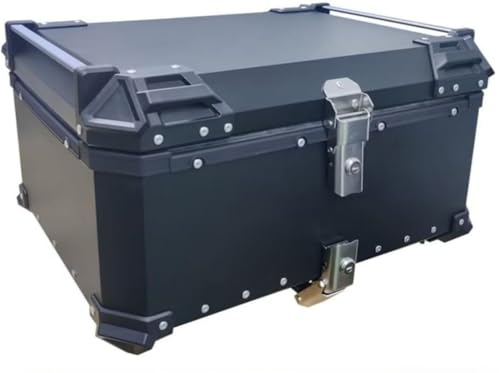 Vilom バイク用リアボックス アルミ製モノロックケース 65L 大容量 防水・頑丈・耐衝撃 取付ベース・革内張り付き 簡単脱着 鍵 2 本でロック可能 防犯性高 四角形汎用設計 バックレスト・反射ストリップ付 フルフェイスヘルメットも収納可能 オートバ