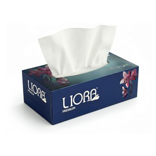 Image of Liora 2 Ply Facial Tissue Box (Pack of 4) | 400 Sheets Total | Soft, Strong & Highly Absorbent Facial Tissue Paper | Premium Virgin Pulp Face Tissues for Home, Office, Car & Travel Use | Skin Friendly