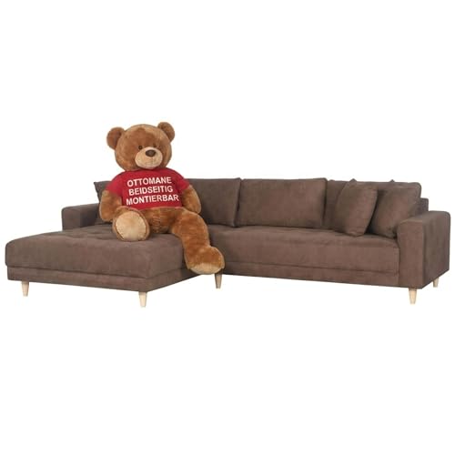 MR. DEKO Ecksofa Gorino groß Braun | Couch L-Form Polsterecke Strukturstoff | Wohnlandschaft Braun Modern | Big-Sofa 3-Sitzer inklusive Kissen | 283x176x76cm | Ottomane beidseitig montierbar MR. DEKO Ecksofa Gorino groß Braun | Couch L-Form Polsterecke Strukturstoff | Wohnlandschaft Braun Modern | Big-Sofa 3-Sitzer inklusive Kissen | 283x176x76cm | Ottomane beidseitig montierbar