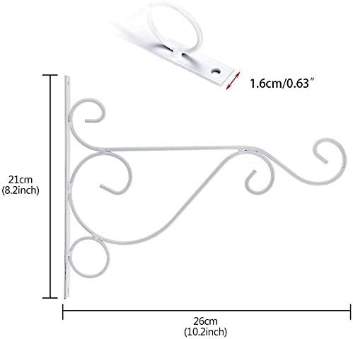 Bestenrose 2 Pack 10" Iron Hanging Plants Bracket Decorative Wall Planter Hanger Hooks with Screws for Bird Feeder Lanterns Wind Chimes Black (4 pcs White) - Image 3