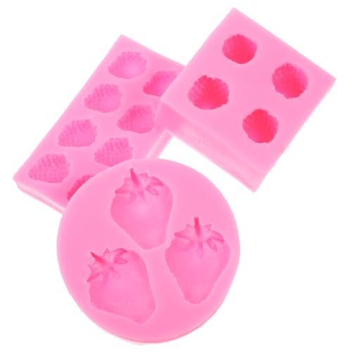 Hoement 3piezas Molde De Silicona Para Hacer Fresas De Molde Flexible Reutilizable Para Decoraciones De Dulces y Manualidades Para y Epoxy