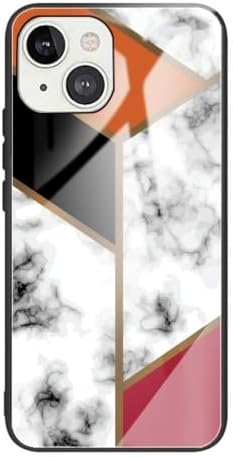 tecmac for iPhone 13 Marble Tempered Glass Back Cover TPU Border Case(HCBL-2)