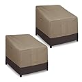 Easy-Going Outdoor Chair Cover Waterproof, Heavy Duty Patio Chair Cover, Windproof Outdoor Furniture Cover with Air Vent (2 Pack-33.5Wx31.5Dx36H inch, Camel/Dark Brown)