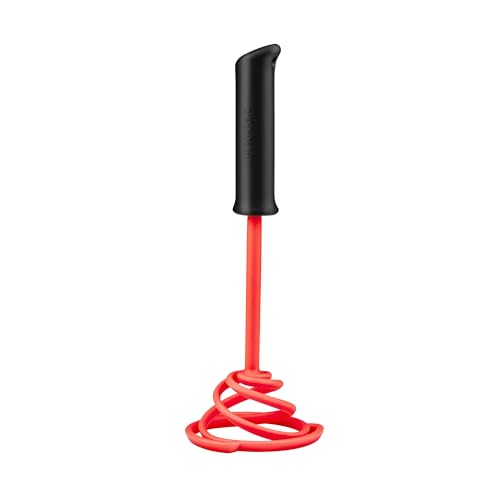 Dreamfarm Smood Lite | One-Handed Press Vegetable & Potato Masher with Soft Grip and Bowl Scraper | Nylon | Red
