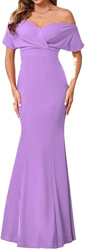 Image of sexycherry Light Purple Cocktail Dresses for Women Sexy Bodycon Off Shoulder Long Cocktail Prom Dress with Zipper for Evening Party(Large)