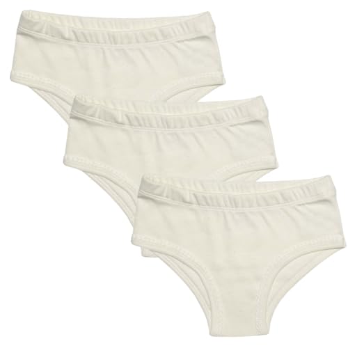 ORGANICKID Girls 100% Organic 100% Cotton Underwear GOTS Certified Kids Toddler Panties Briefs Pack of 3 (US, Age, 7 Years, 8 Years, Uncolored)