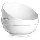(2 Packs) DOWAN 2.5 Quarts Porcelain Serving Bowls, Large Pasta and Salad Bowls, White, Anti-slipping, Stackable