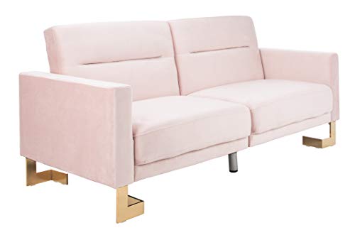 Safavieh Home Tribeca Glam Blush Velvet And Brass Foldable Sofa Bed #TOP2