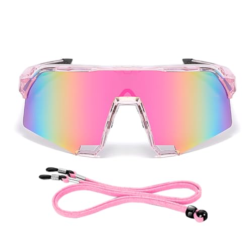 FOSDICK Okulary do biegania dla kobiet, okulary rowerowe dla mężczyzn, okulary sportowe z ochroną UV400 dla mężczyzn i kobiet, okulary rowerowe z smyczą na zewnątrz, odporne na wiatr, do jazdy