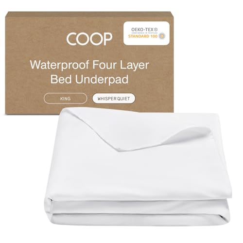 Coop Home Goods Waterproof Four Layer Bed Underpad for Incontinence, King, Washable Mattress Pad, Reusable Waterproof Mattress Cover, Bed Pads for Adults, Seniors, Children, Pets, King (78x39.5)
