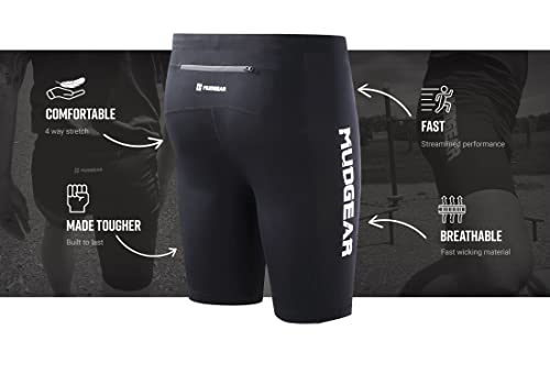 Compression Shorts - Mens Athletic Shorts for Running, Football, Basketball, Hockey - Other Active Sport - Black 6-inch Recovery Compression Shorts with Inseam and Zipper Pockets - Black/Med3
