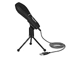 DeLOCK Micrófono Condensador USB, micrófono de pie, micrófono de grabación con Soporte de Mesa para PC y portátil, Plug & Play, Ideal para Juegos, Podcast, Skypen y Cantar, 65939